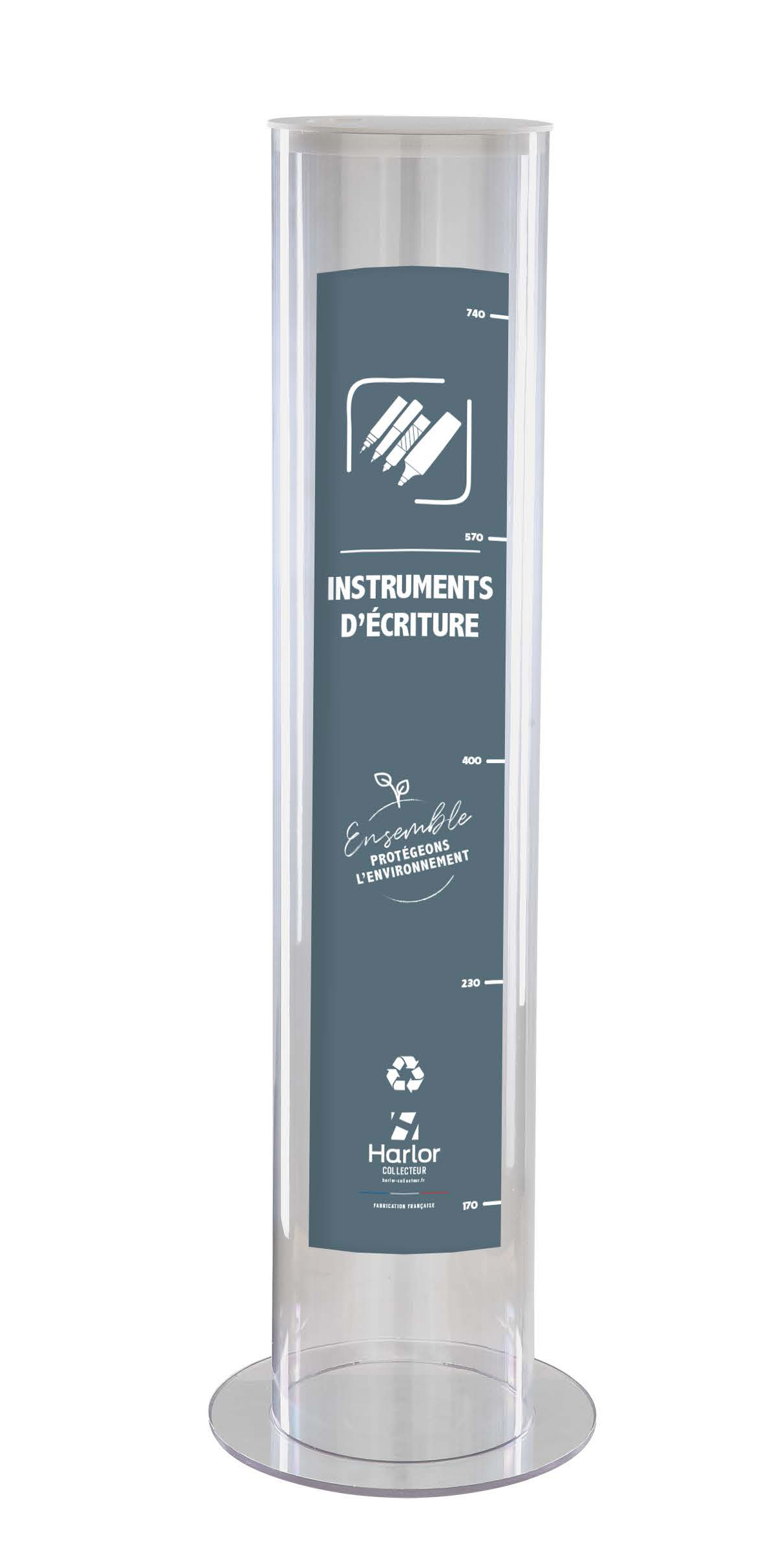 Harlor Collecteur - Collecteur d'instruments d'écriture modèle 30L HARLOR COLLECTEUR - POUBELLE POUR PRODUITS RECYCLABLES PILES BOUCHONS PORTABLE STYLOS AMPOULES PAIN